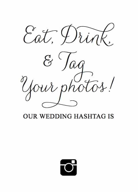 eat drink and tag your photos printable sign