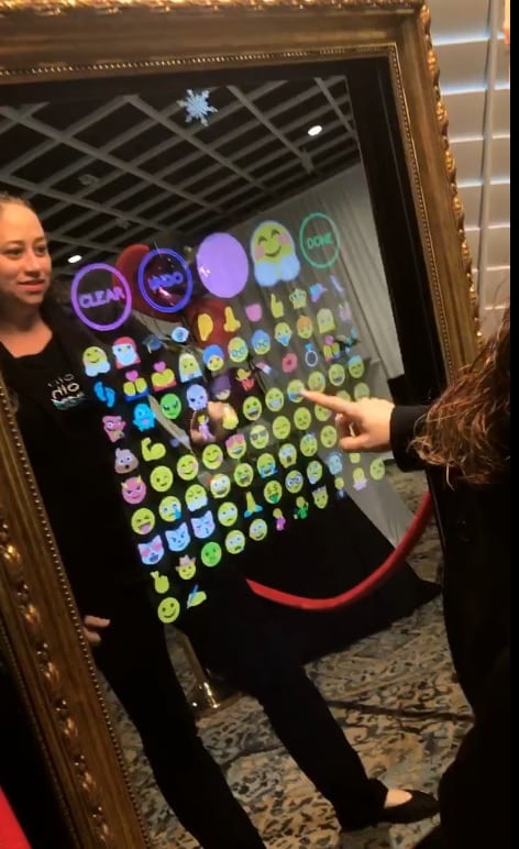mirror photo booth with emojis