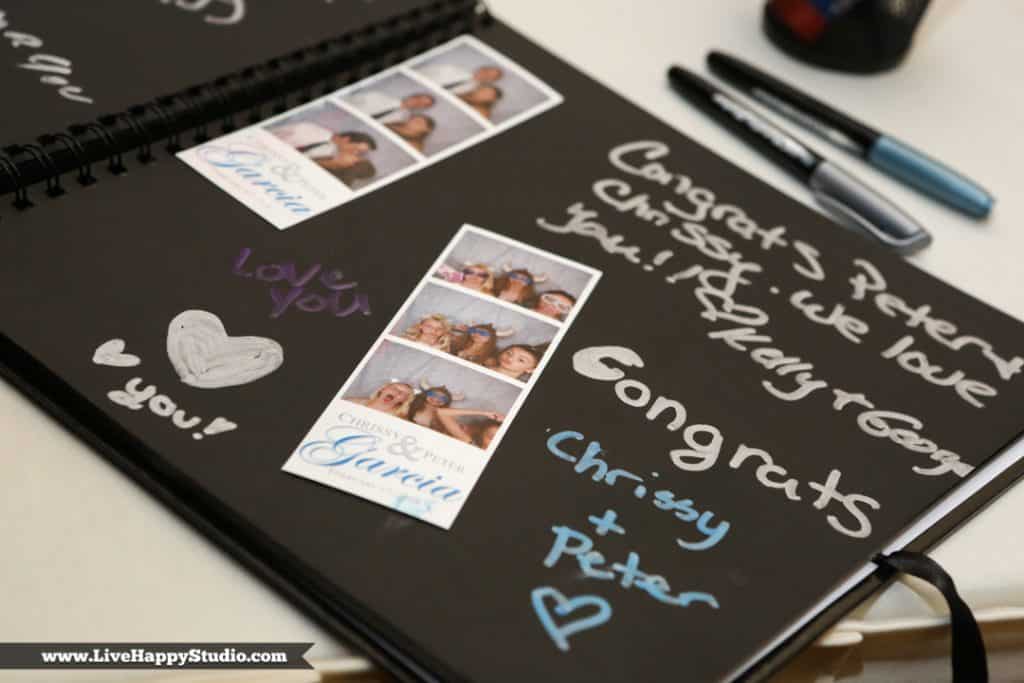 photo booth pictures in signed scrapbook