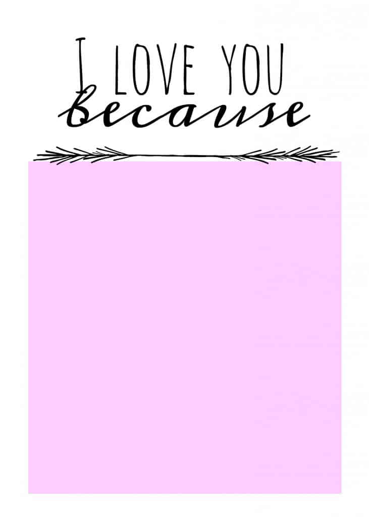 i love you because pink square white background