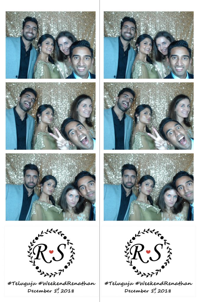 wedding guests in photo booth