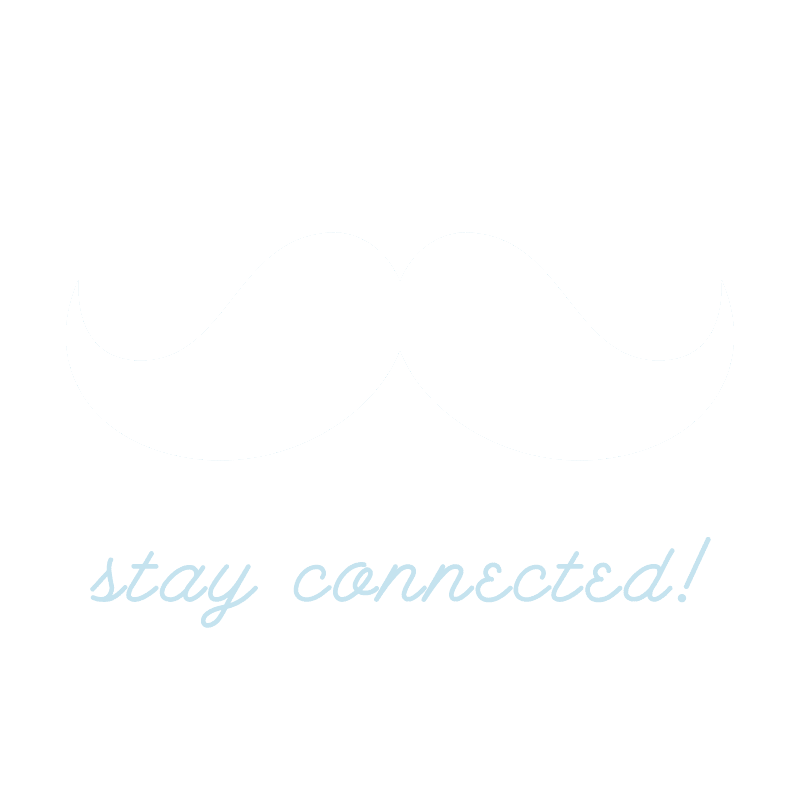 Mustache logo with "stay connected" beneath