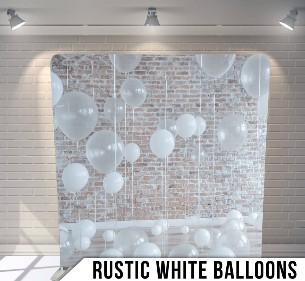 Balloons on brick wall photo booth backdrop