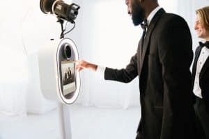 Man using digital photo booth