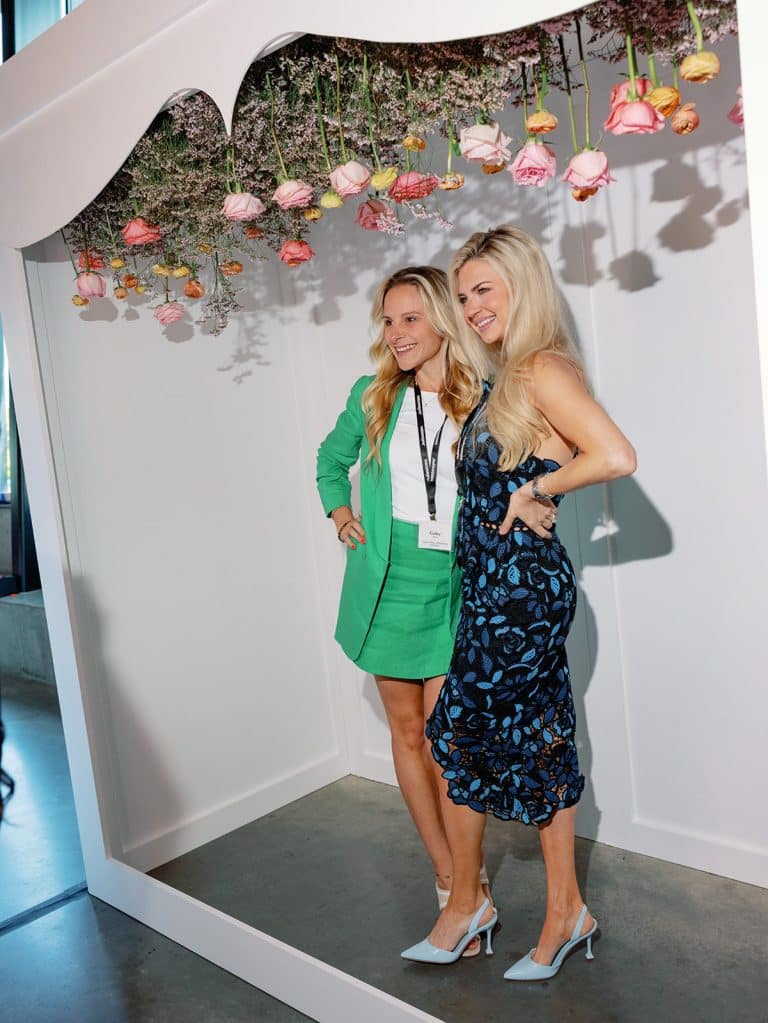 Creative photo booth rental Orlando with floral ceiling installation